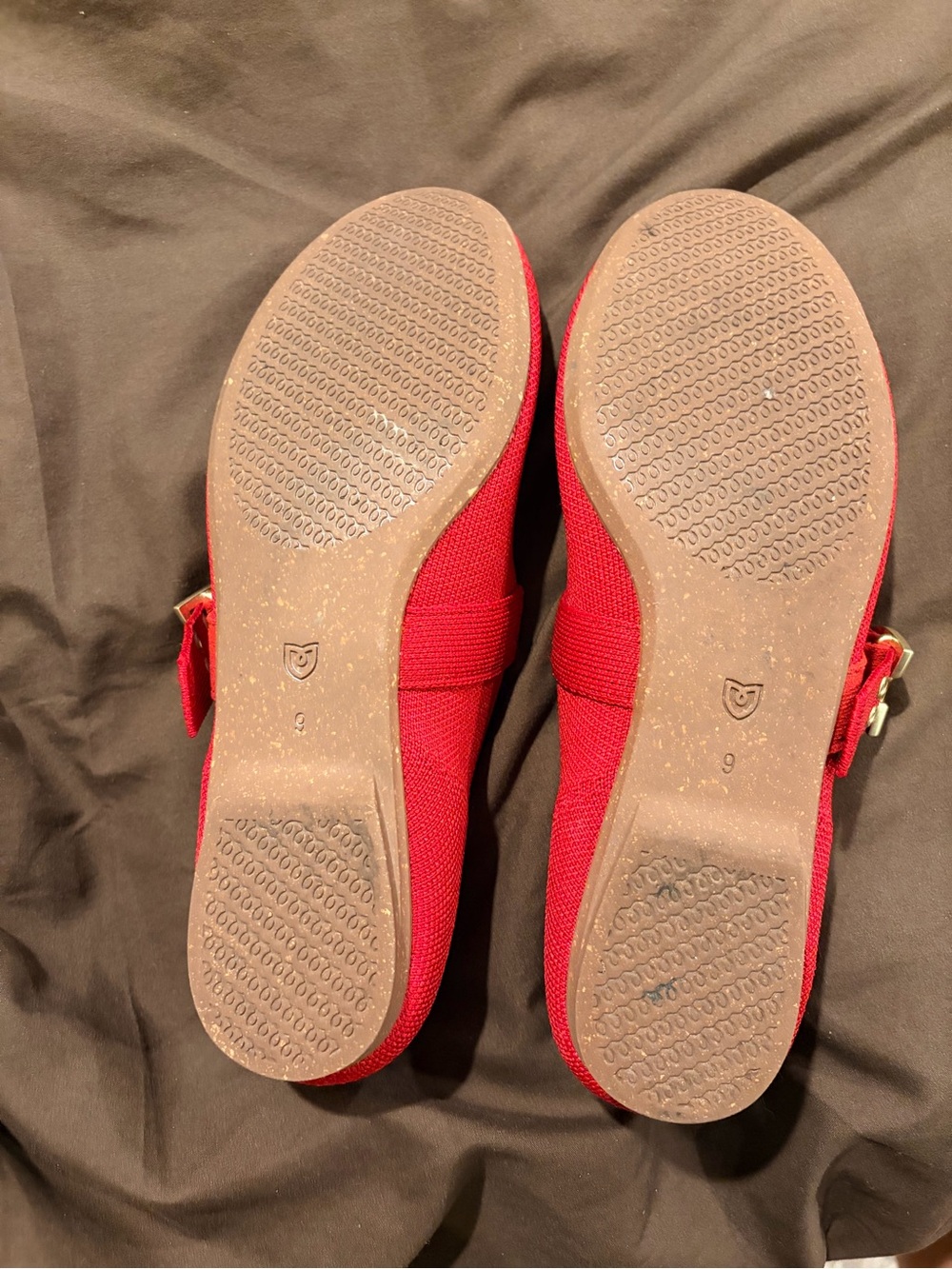 Rothy's Red Mary Jane Flats with Gold Eyelet Strap - Picture 3 of 3
